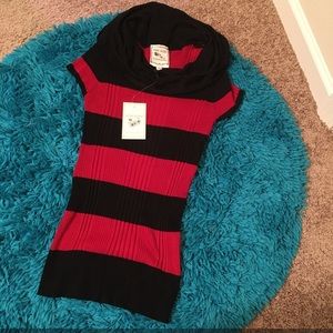 Red/Black Cowl Neck Tunic Sweater